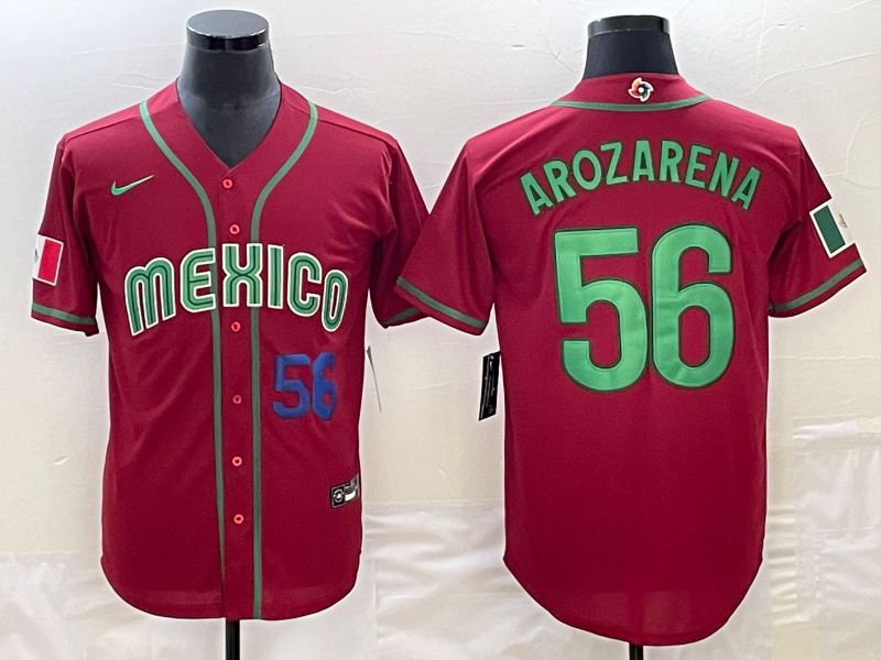 Men 2023 World Cub Mexico #56 Arozarena Red Nike MLB Jersey19->->MLB Jersey